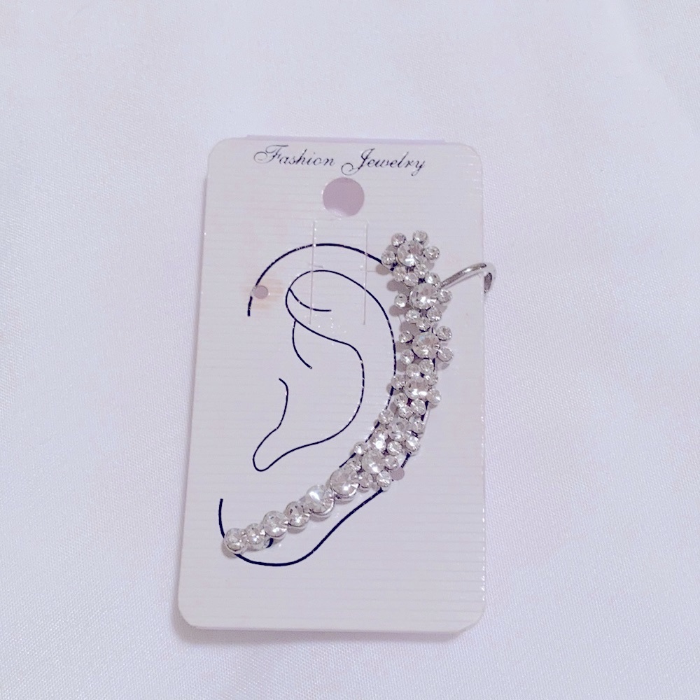 Fashion Jewelry Crystal Faux Diamond Silver Earring Cuff